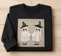 Ghost Besties crew sweater with two ghosts in witch hats